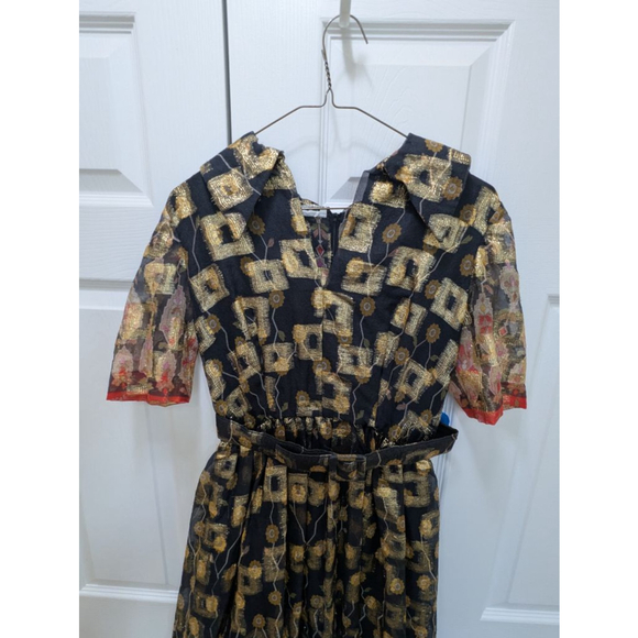 Vintage 1960s Oscar de la Renta boutique maxi dress in black and gold metallic - Picture 7 of 16